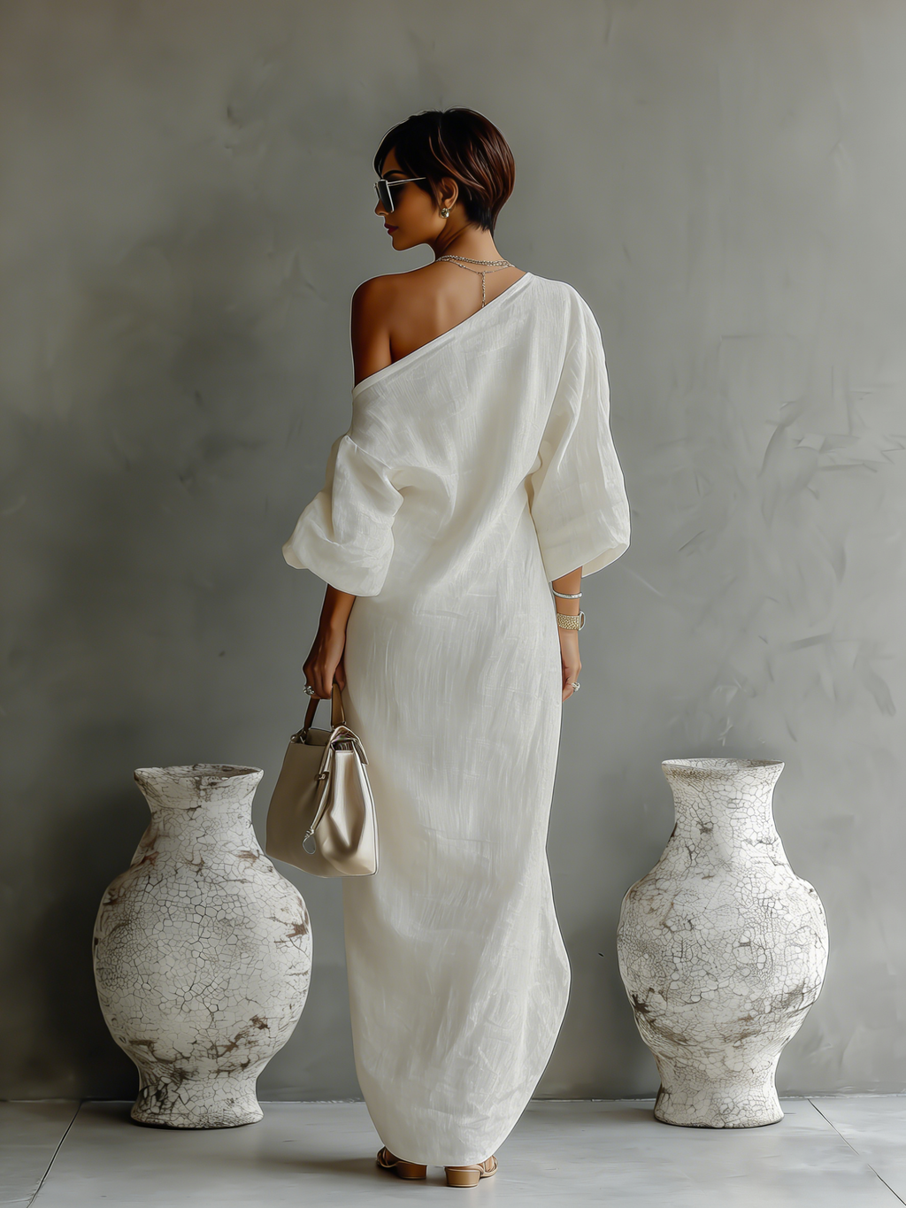 Myra | Off-Shoulder Linen Maxi Dress