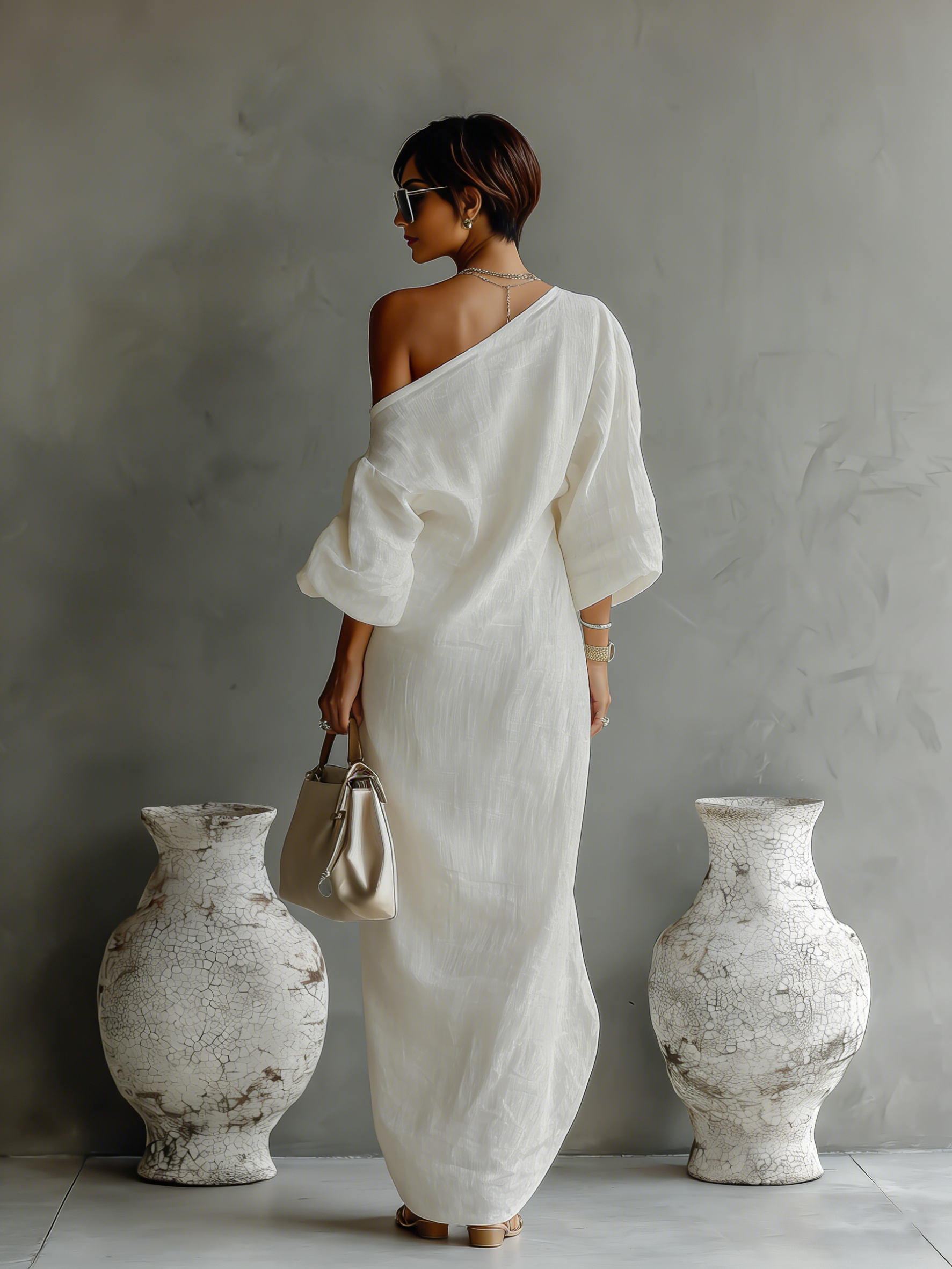 Myra | Off-Shoulder Linen Maxi Dress