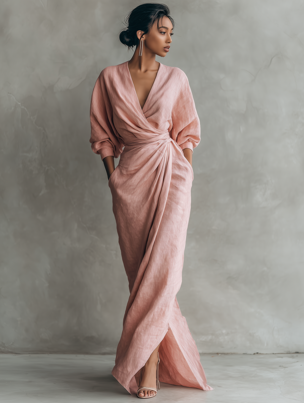 Dolores | Linen Maxi Dress V-Neck
