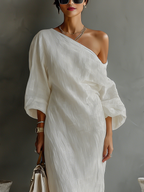 Myra | Off-Shoulder Linen Maxi Dress