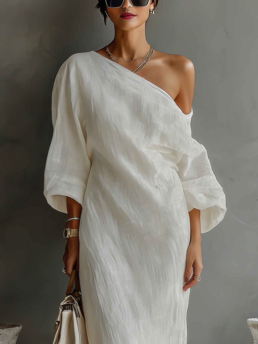 Myra | Off-Shoulder Linen Maxi Dress