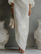 Myra | Off-Shoulder Linen Maxi Dress