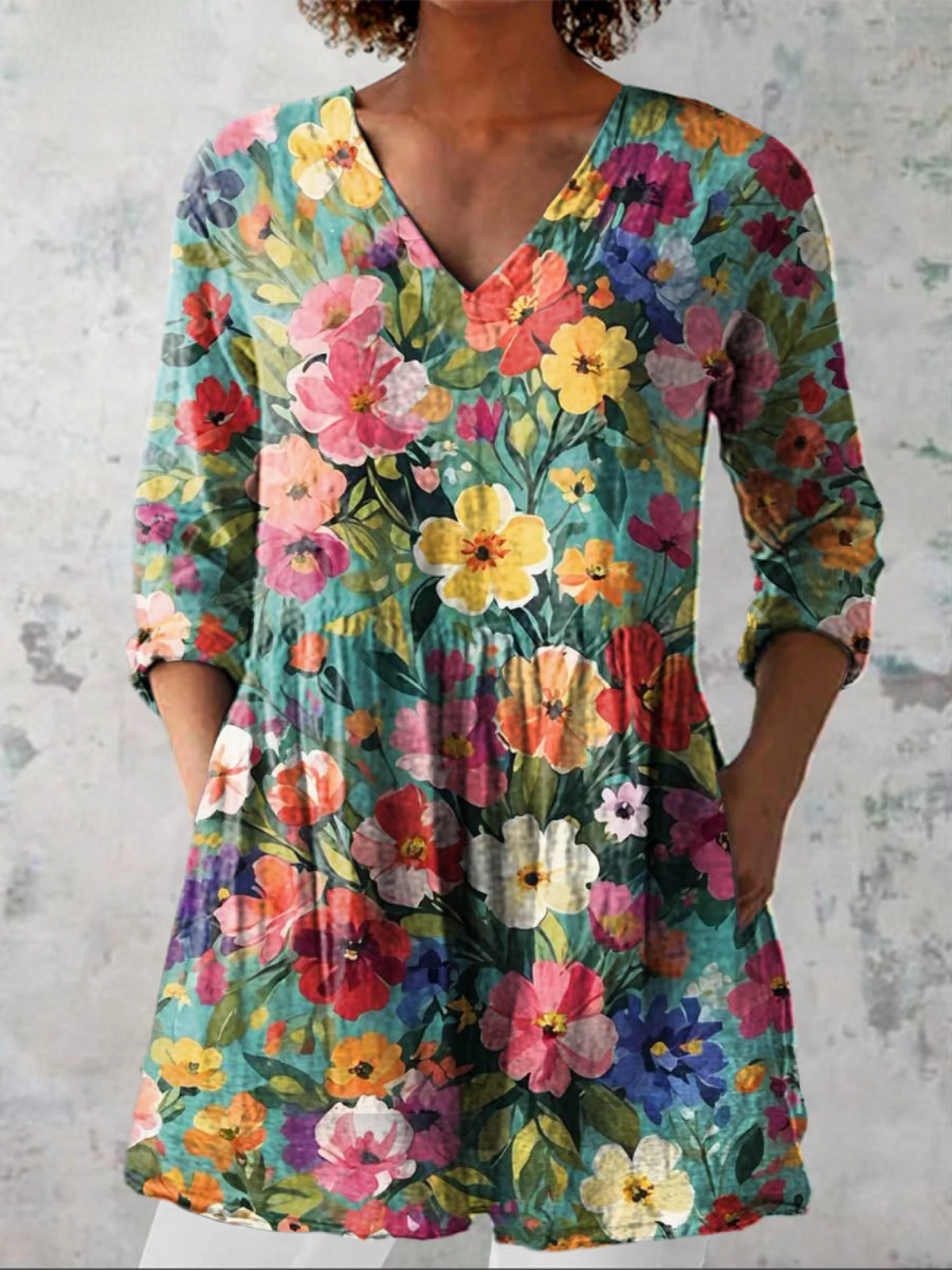 Jovie | Long Floral V-Neck Blouse