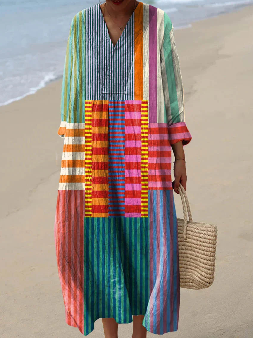 Janet | Multicolor Patchwork Maxi Dress