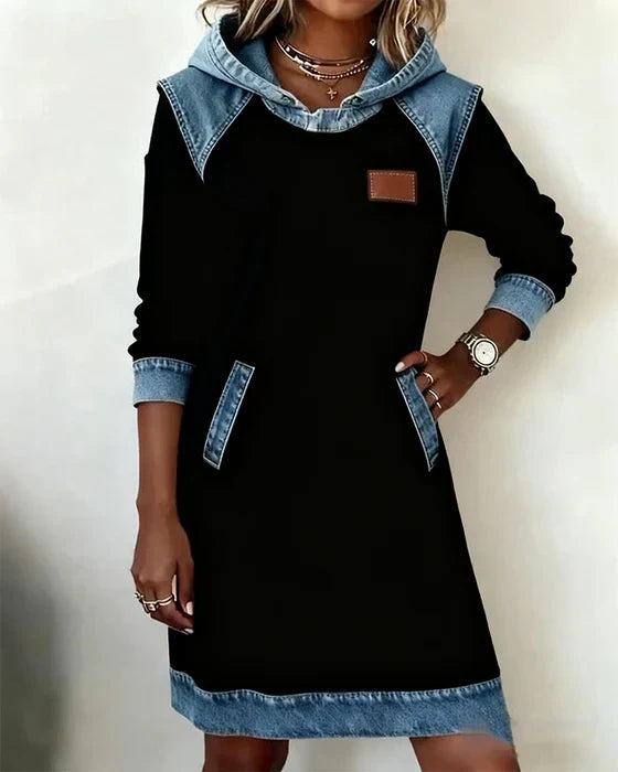Yale | Cozy Contrast Hooded Dress