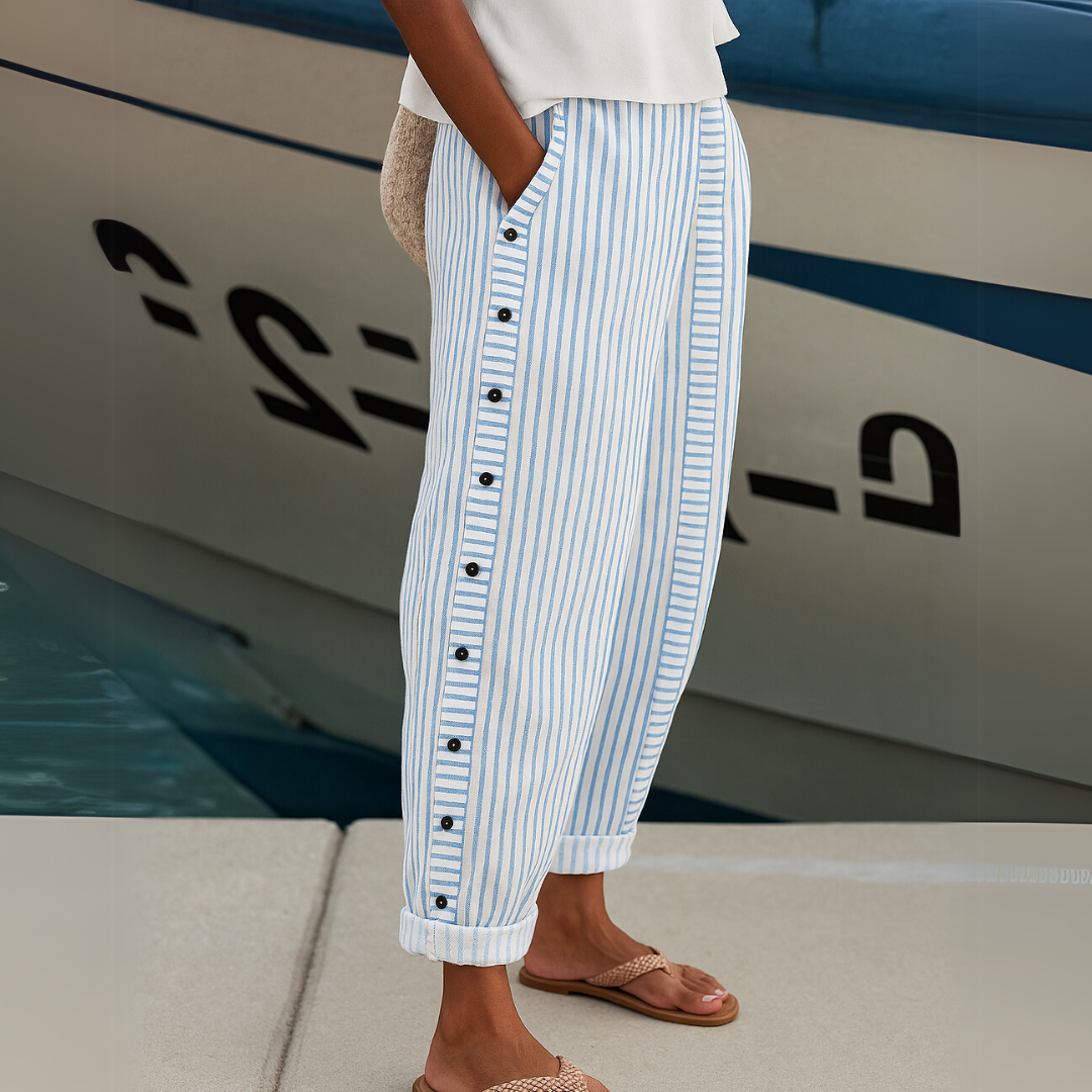 Ginger | Striped Button Trousers