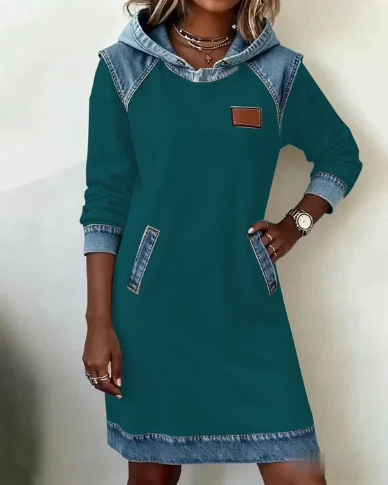 Yale | Cozy Contrast Hooded Dress