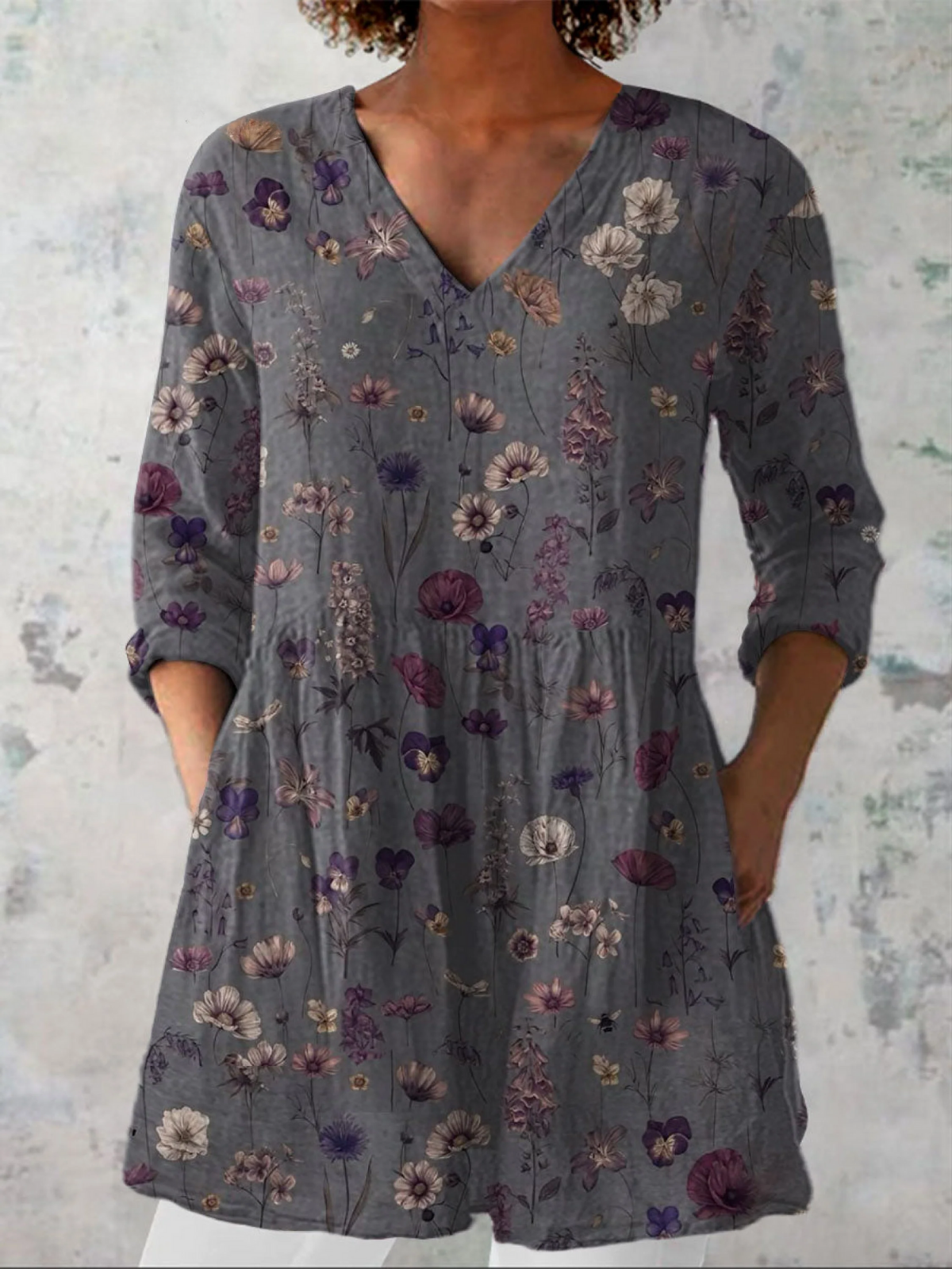 Malia | Long Sleeve V-Neck Blouse