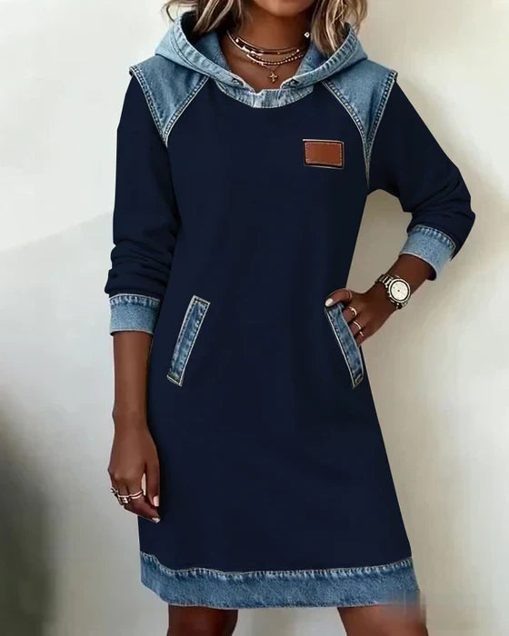 Yale | Cozy Contrast Hooded Dress