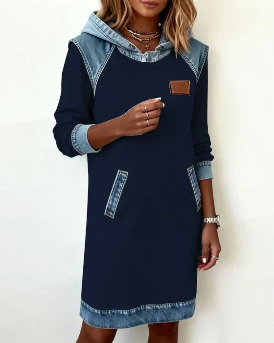 Yale | Cozy Contrast Hooded Dress
