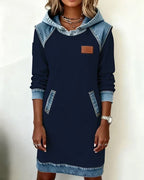 Yale | Cozy Contrast Hooded Dress