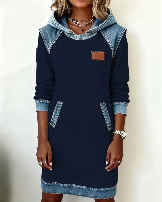 Yale | Cozy Contrast Hooded Dress