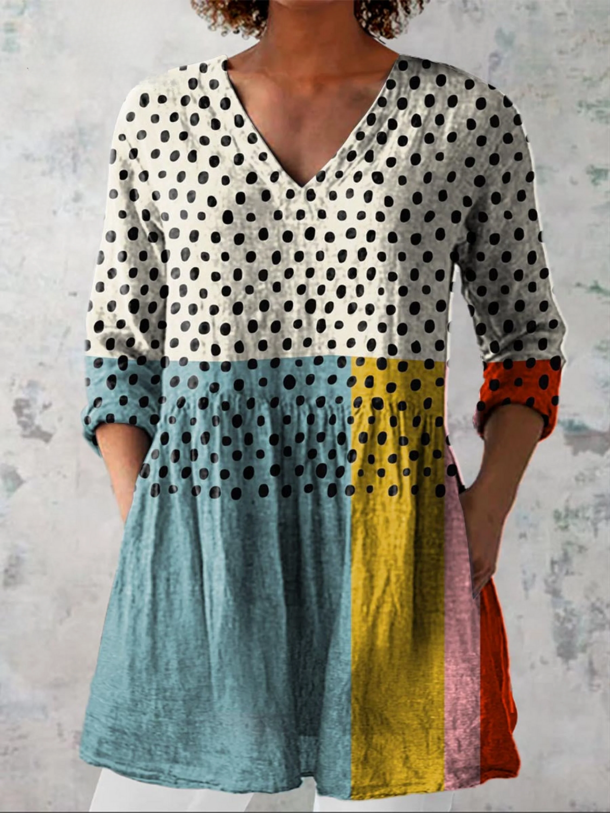 Aubree | Long Floral V-Neck Blouse