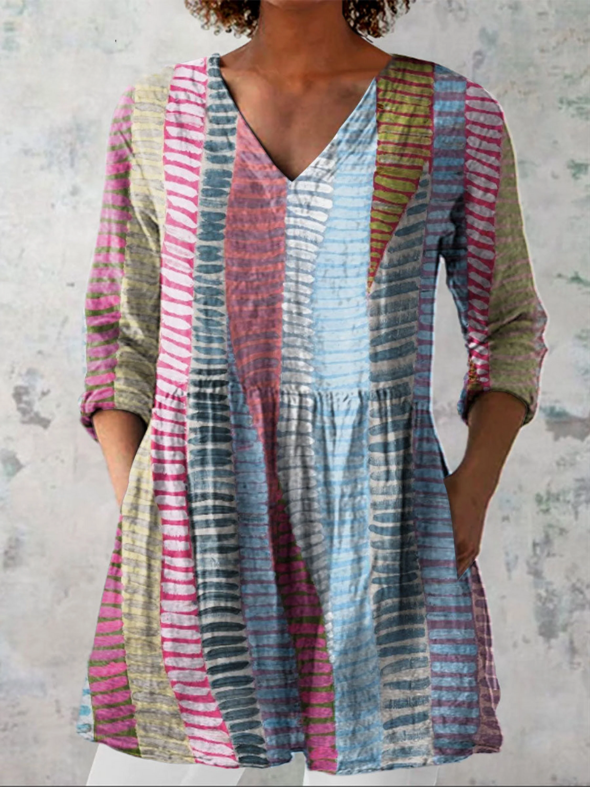 Leda | Long Fluid Blouse V-Neck