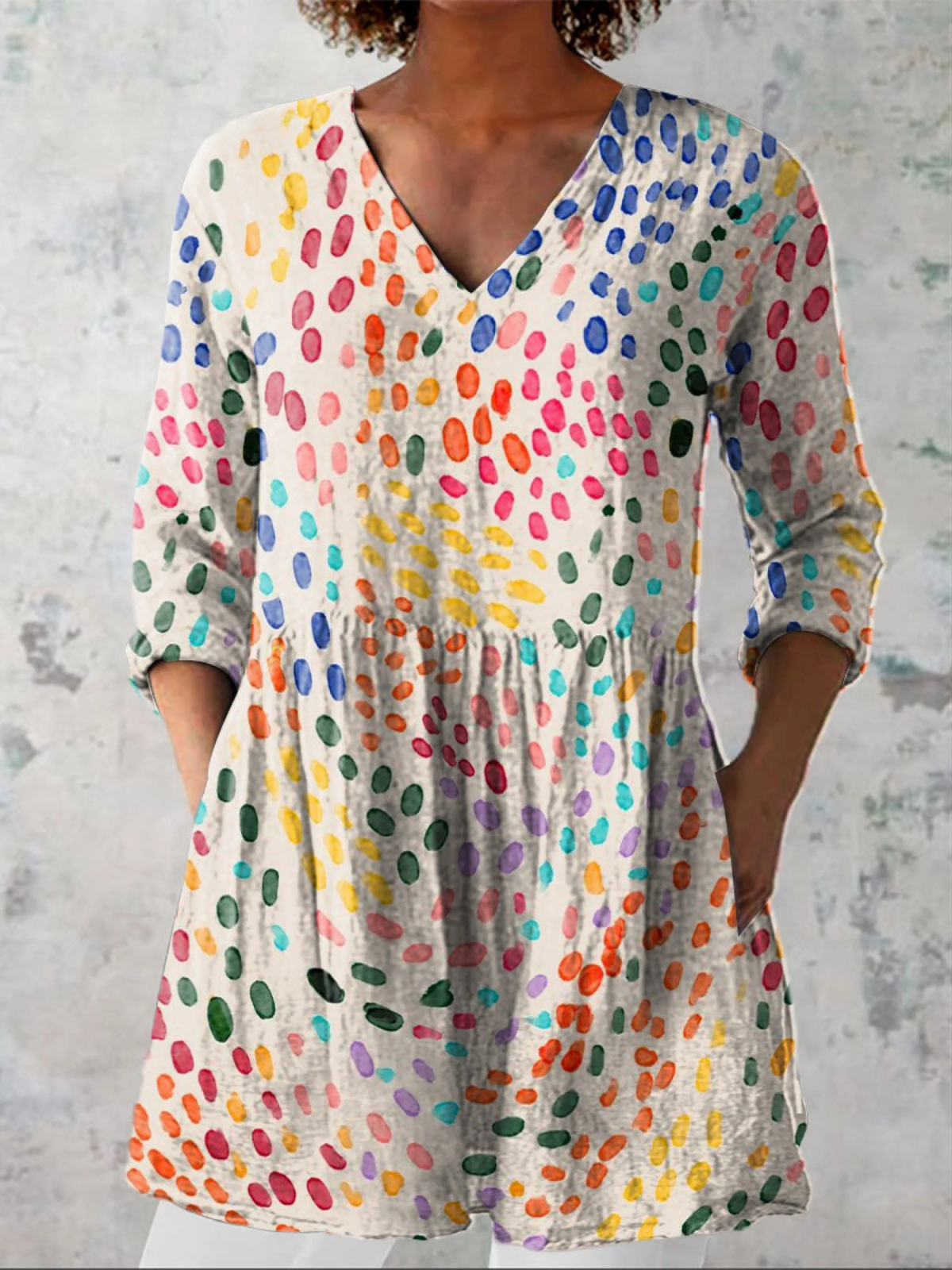Thalassa | Long V-Neck Flowing Blouse