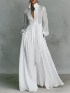 Henley | Flowing Button-Front Maxi Dress