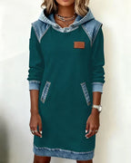 Yale | Cozy Contrast Hooded Dress