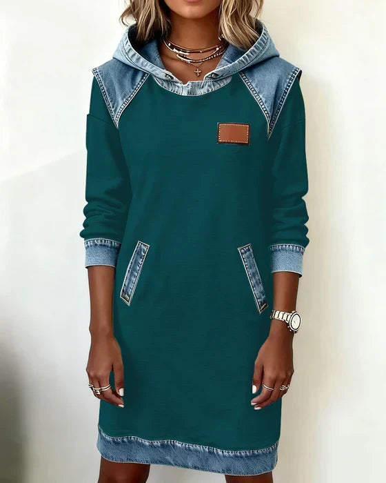 Yale | Cozy Contrast Hooded Dress