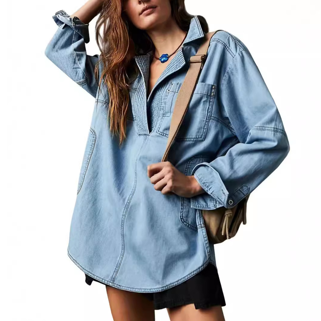 Joss | Tunic Top Chic V-Neck Denim