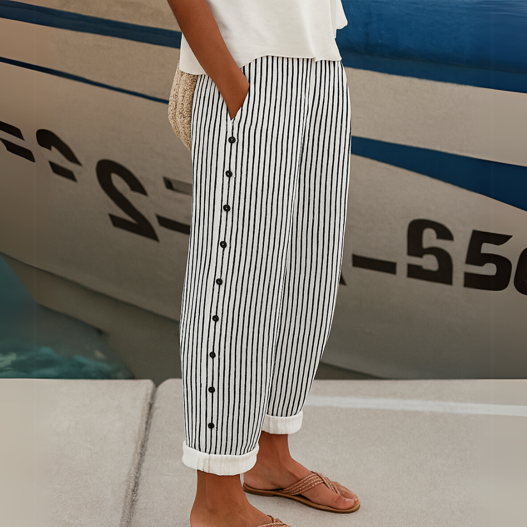 Ginger | Striped Button Trousers