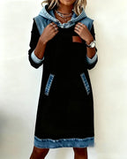 Yale | Cozy Contrast Hooded Dress