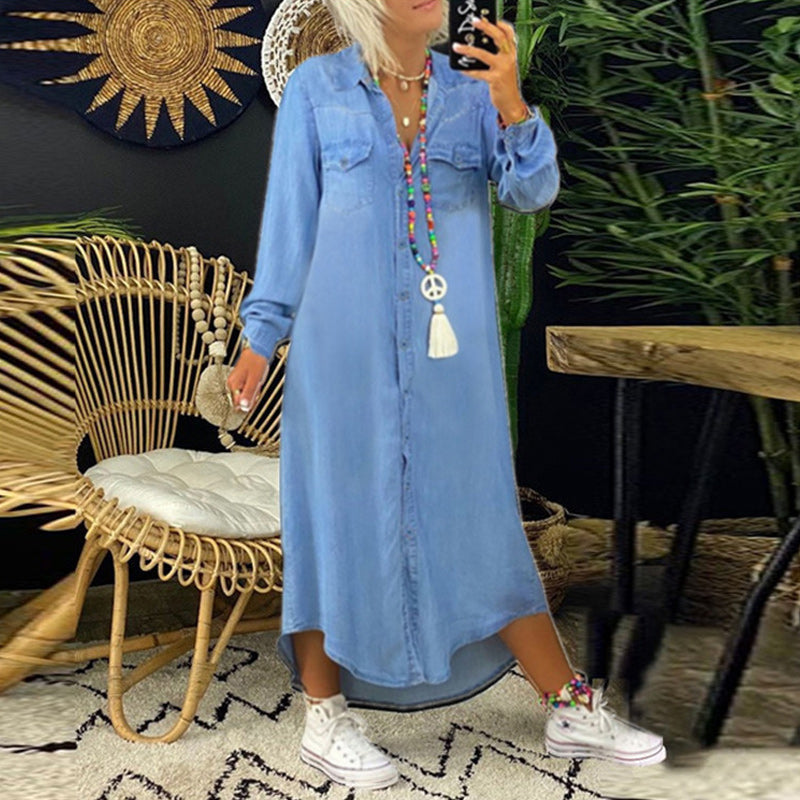 Glenda | Washed Denim Shirt Dress