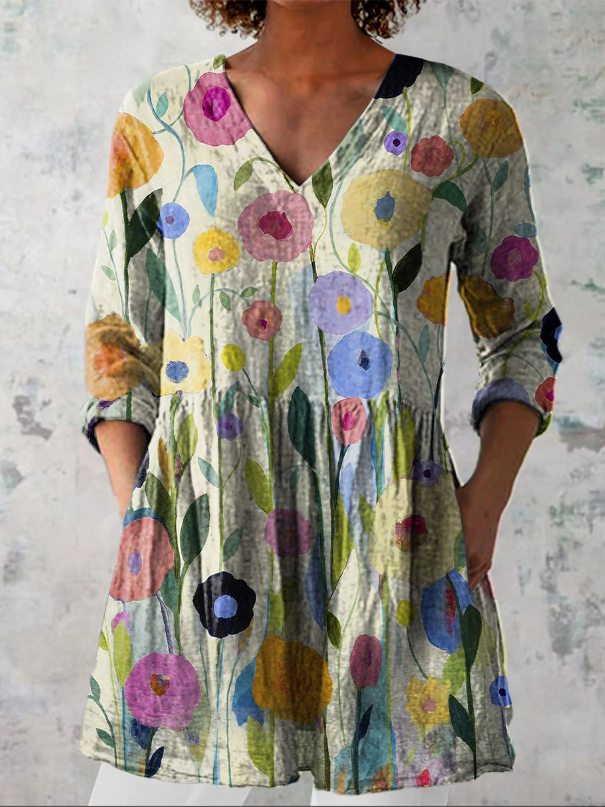 Anya | Long Flowing V-Neck Blouse