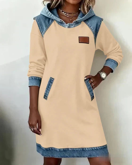 Yale | Cozy Contrast Hooded Dress