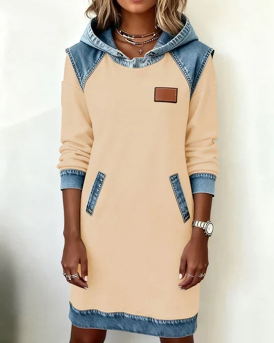 Yale | Cozy Contrast Hooded Dress