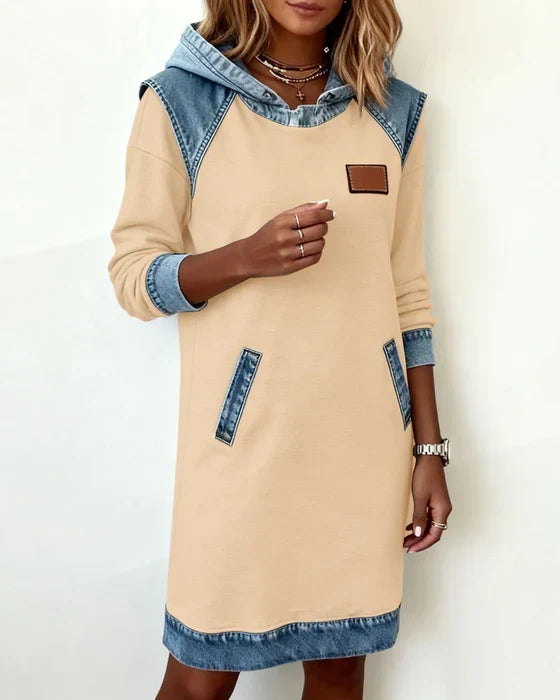 Yale | Cozy Contrast Hooded Dress