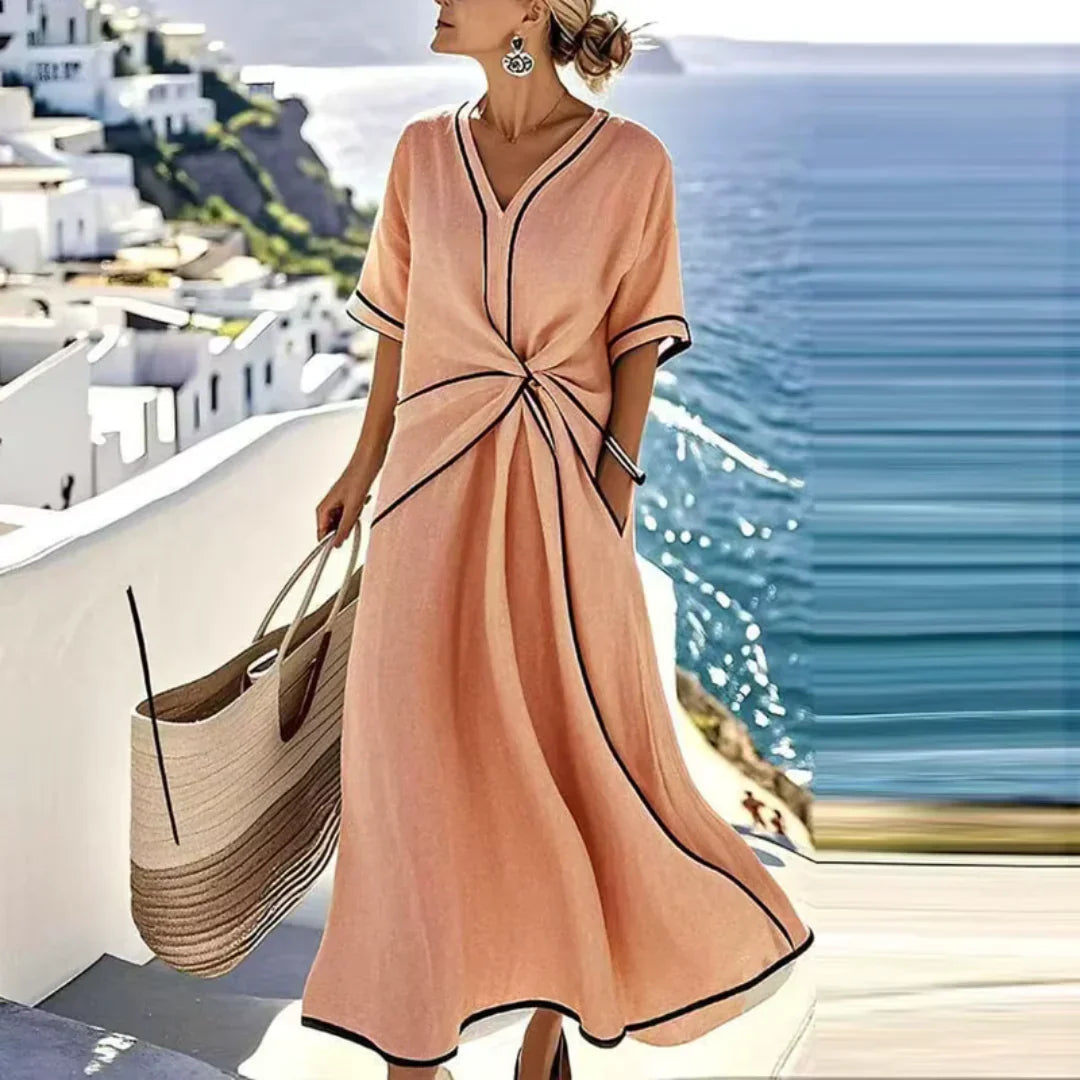 Portia | Draped V-Neck Midi Dress