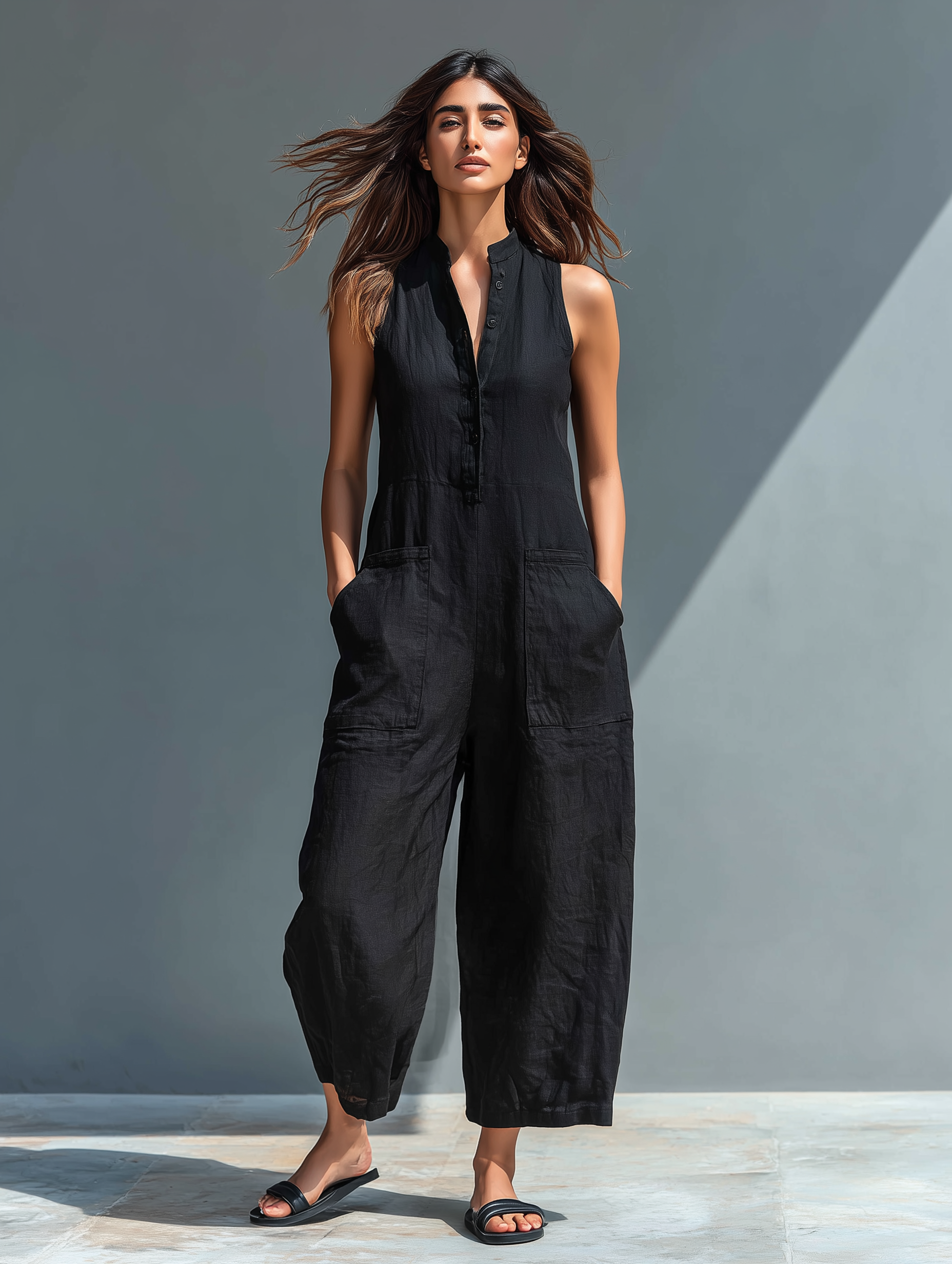 Blair | Sleeveless Linen Bib Overall