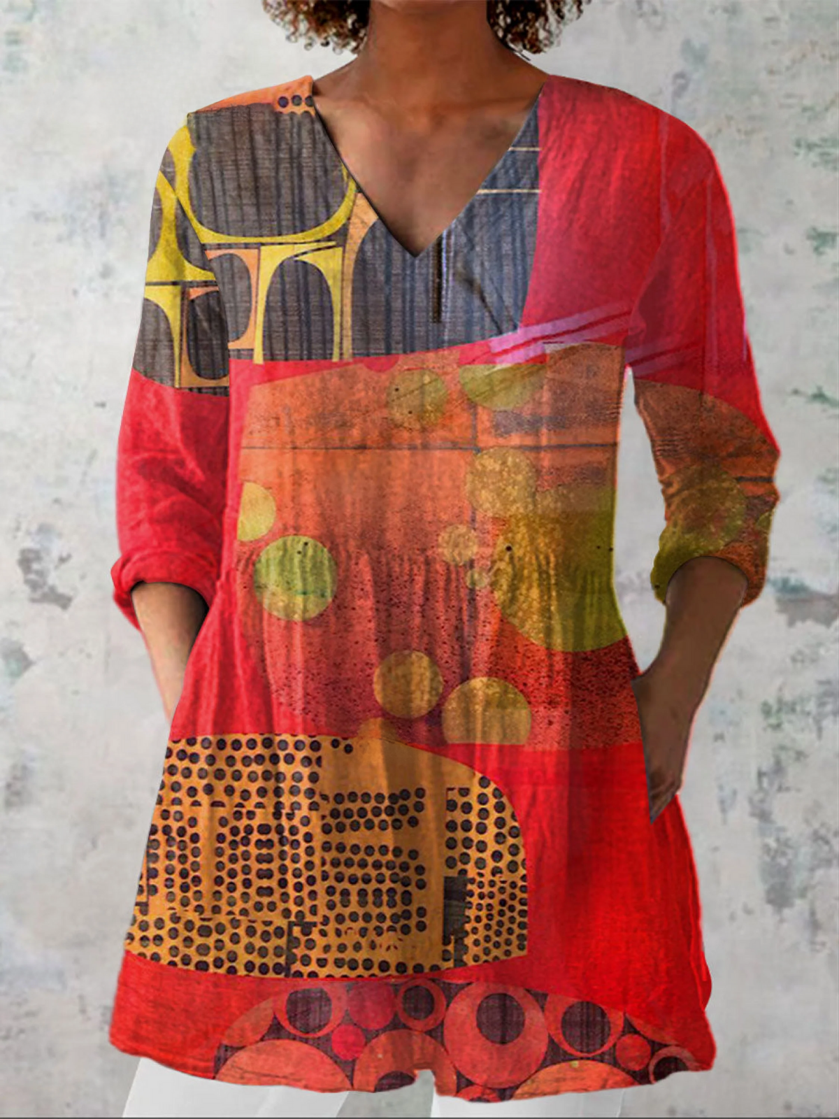 Mikaela | Long V-Neck Flowy Blouse