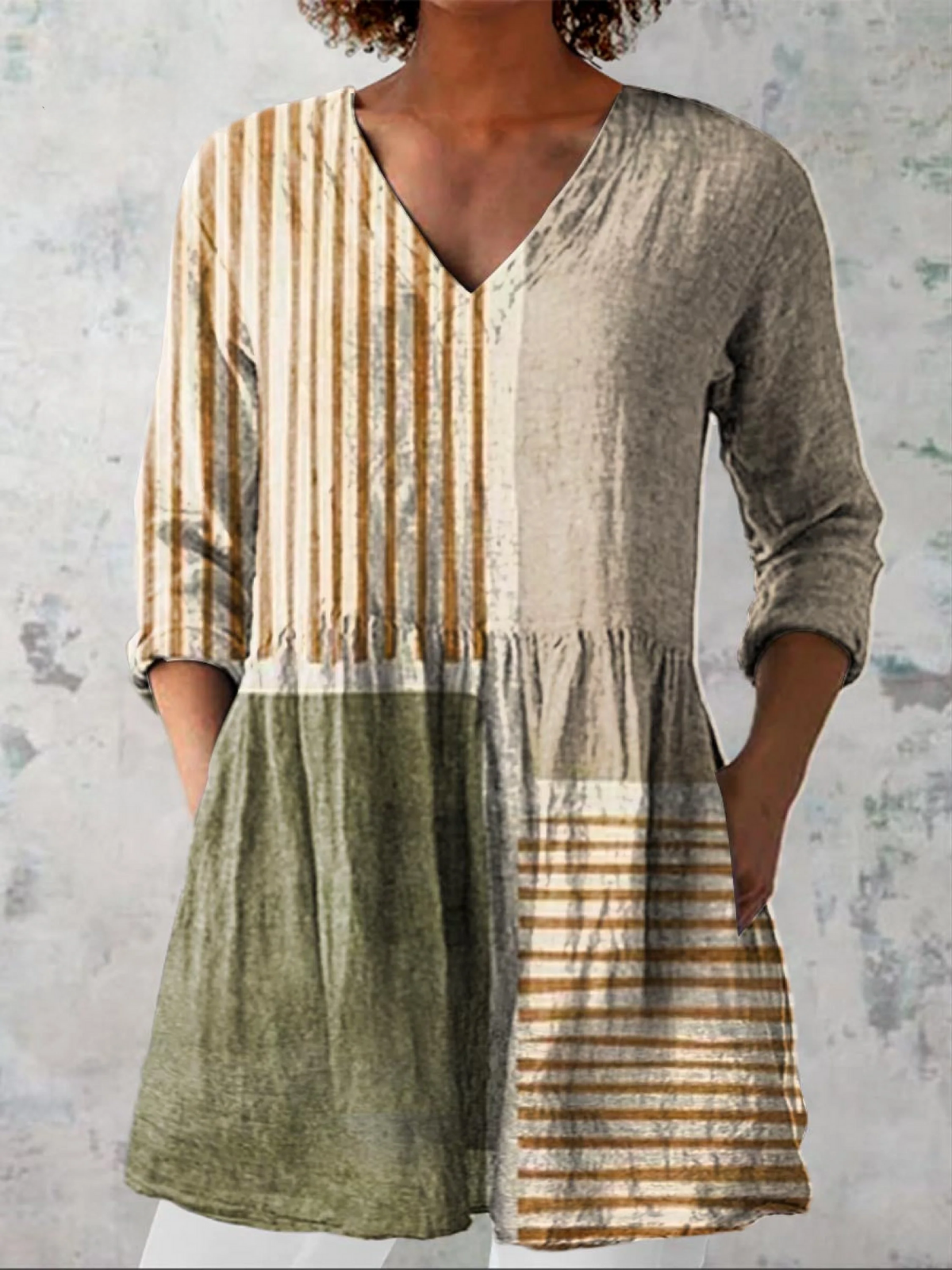 Valentine | Long V-Neck Flowy Blouse