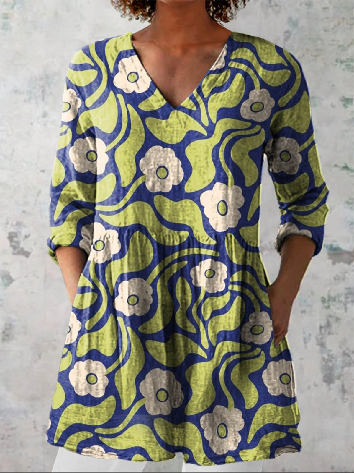 Julissa | Long Flowing V-Neck Blouse