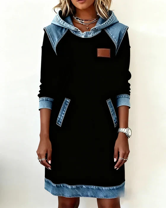 Yale | Cozy Contrast Hooded Dress
