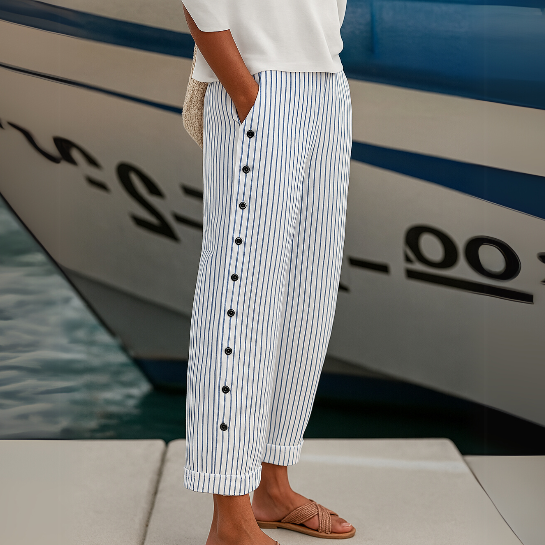 Ginger | Striped Button Trousers