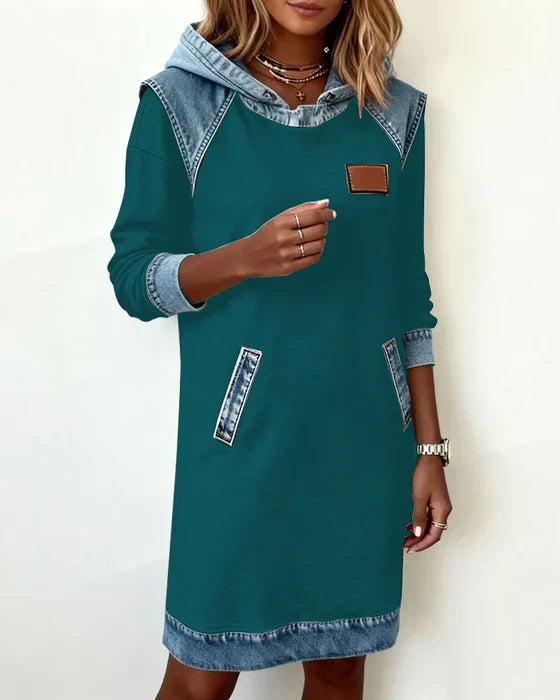 Yale | Cozy Contrast Hooded Dress