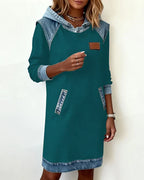 Yale | Cozy Contrast Hooded Dress