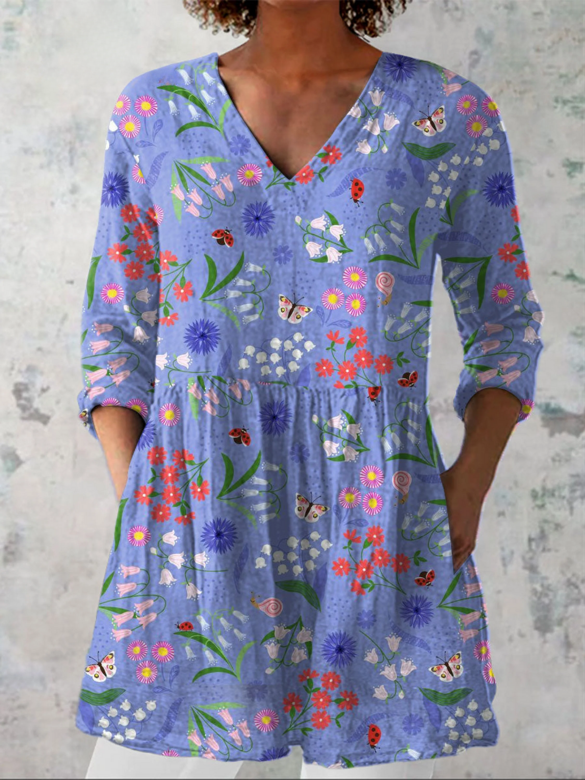 Amelia | Long V-Neck Flowy Blouse