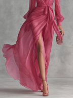 Courtney | Pearl Chiffon V-Neck Maxi Dress
