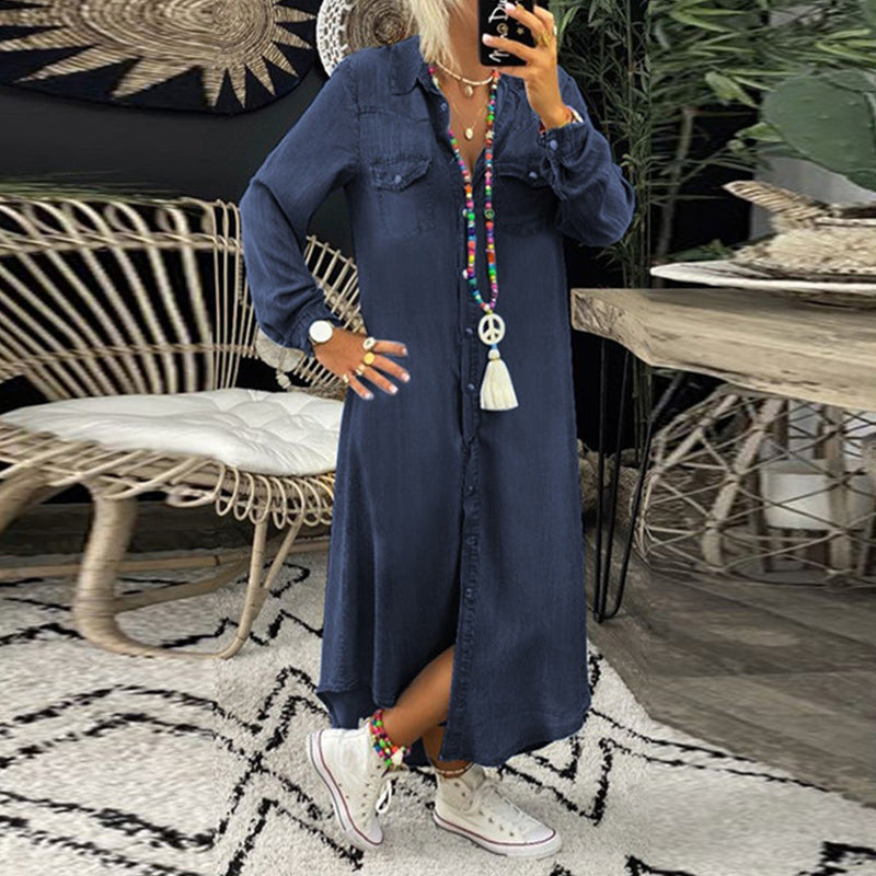 Glenda | Washed Denim Shirt Dress
