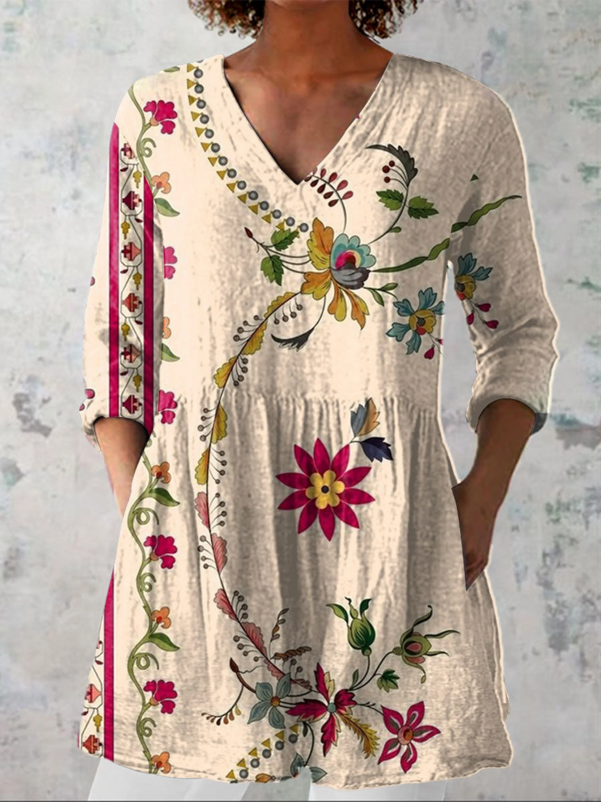 Donella | Long V-Neck Blouse