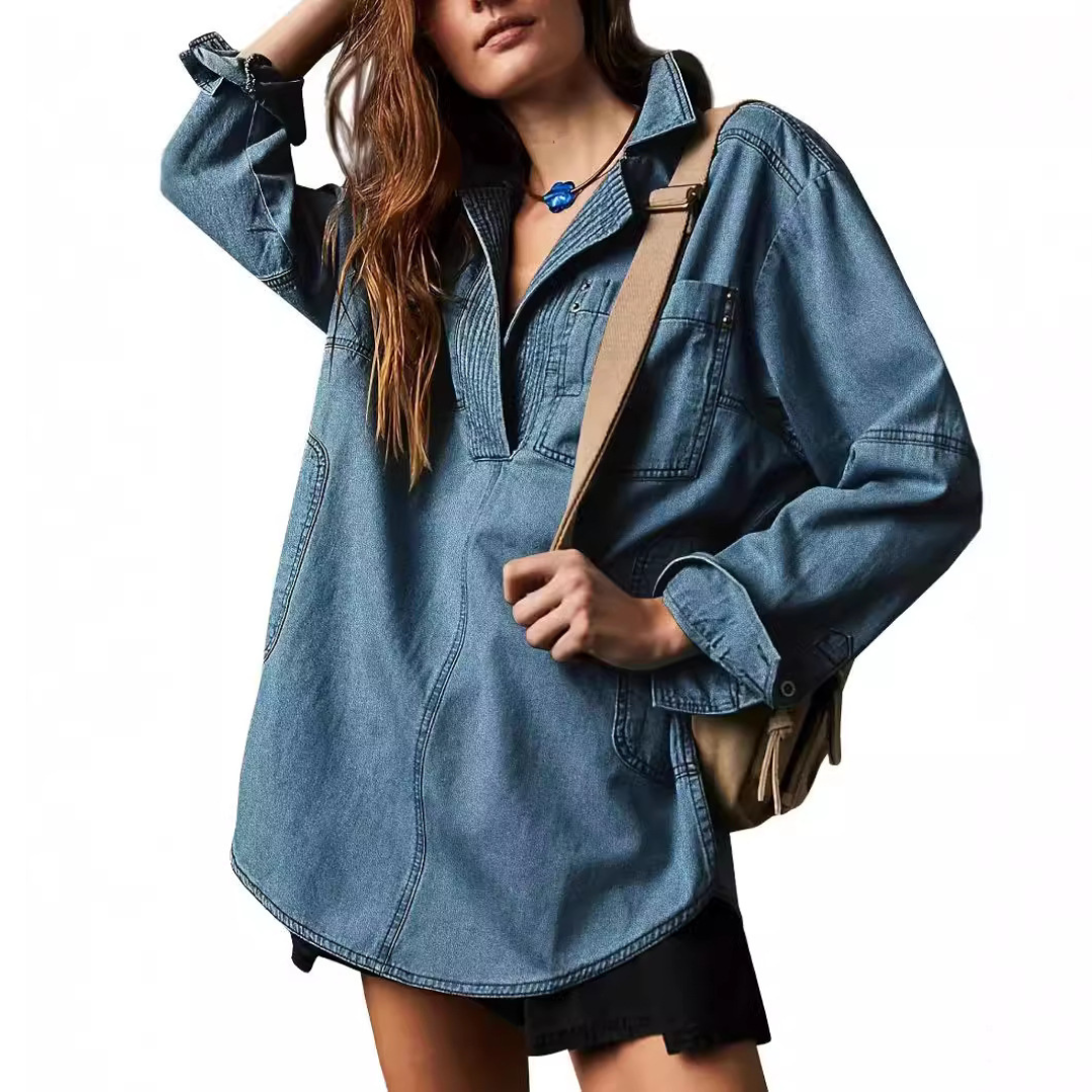 Joss | Tunic Top Chic V-Neck Denim