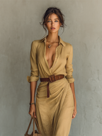 Elora | Lapel Collar Maxi Dress