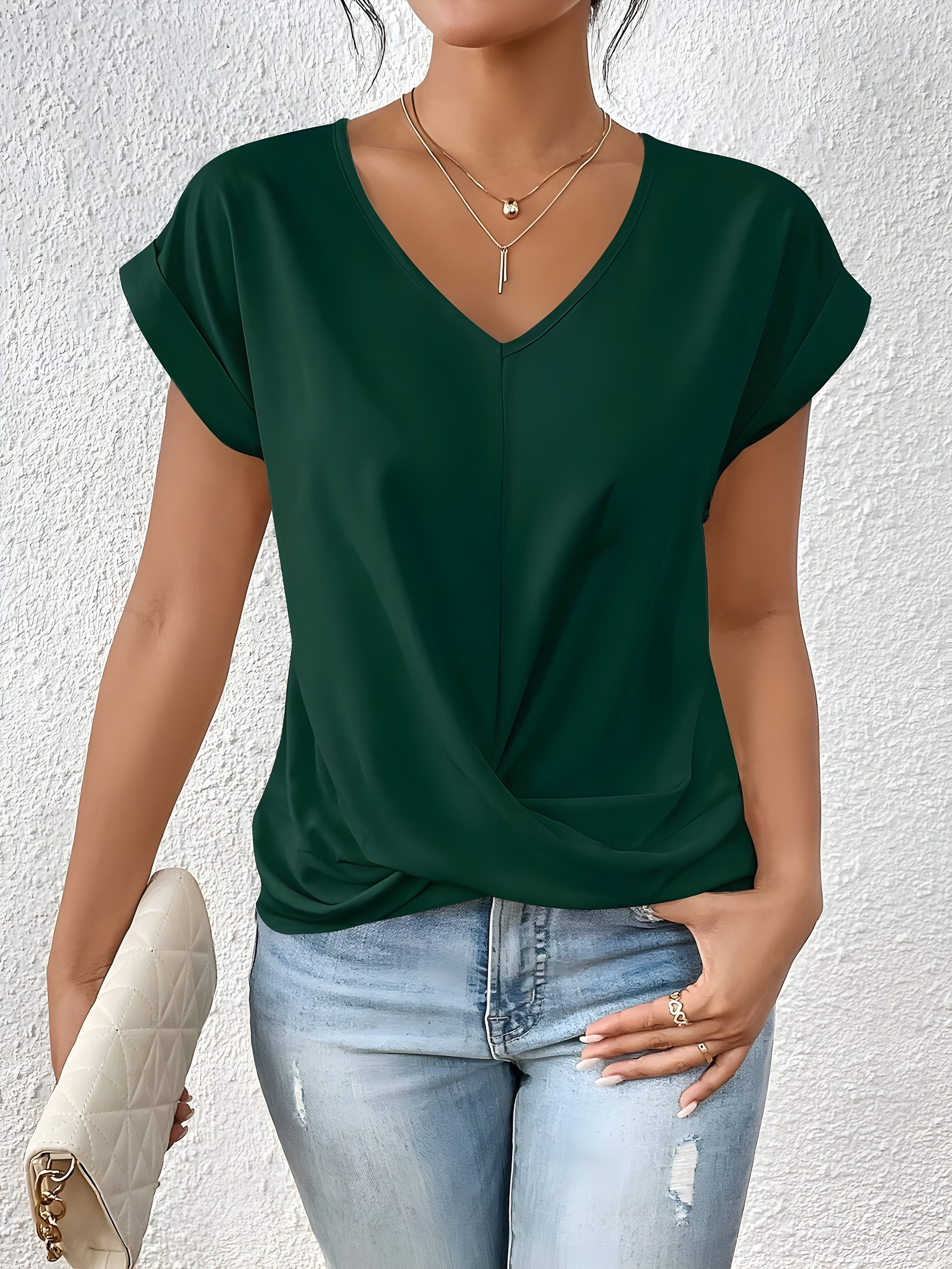 Leila | Twist-Front V-Neck Knit Top