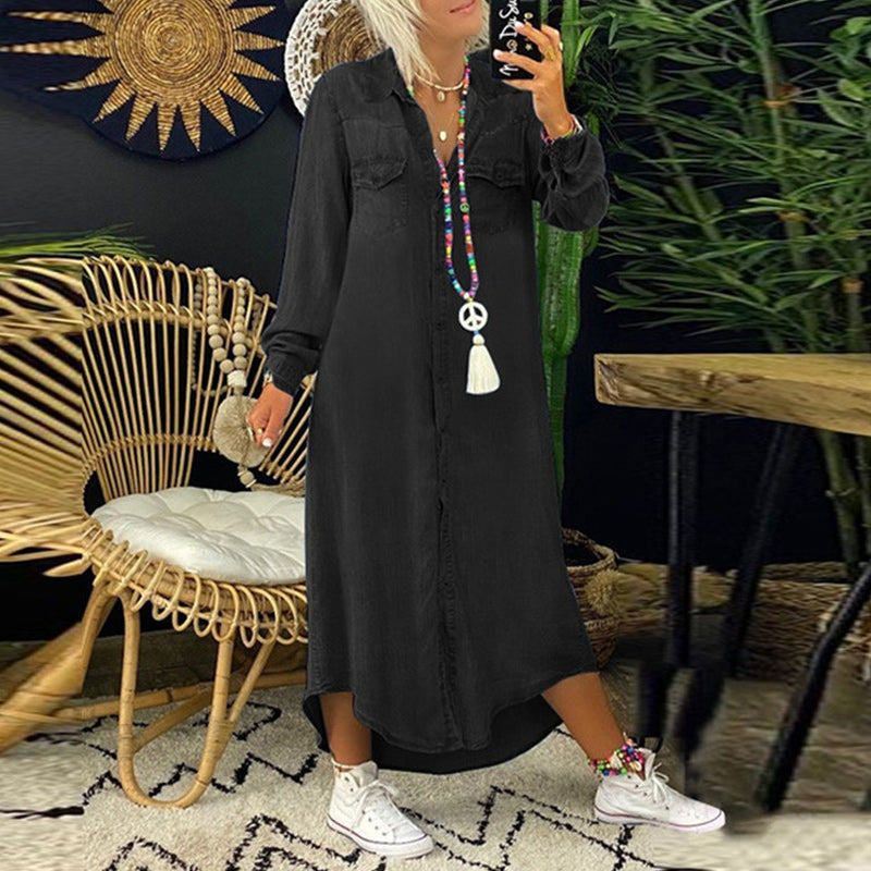 Glenda | Washed Denim Shirt Dress