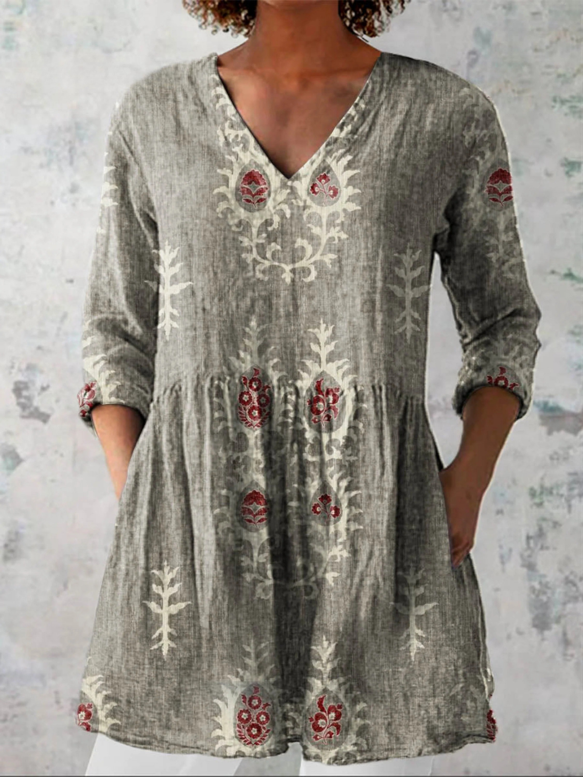 Boudica | Long V-Neck Blouse