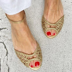 Florencia | Woven Metallic Flat Sandals