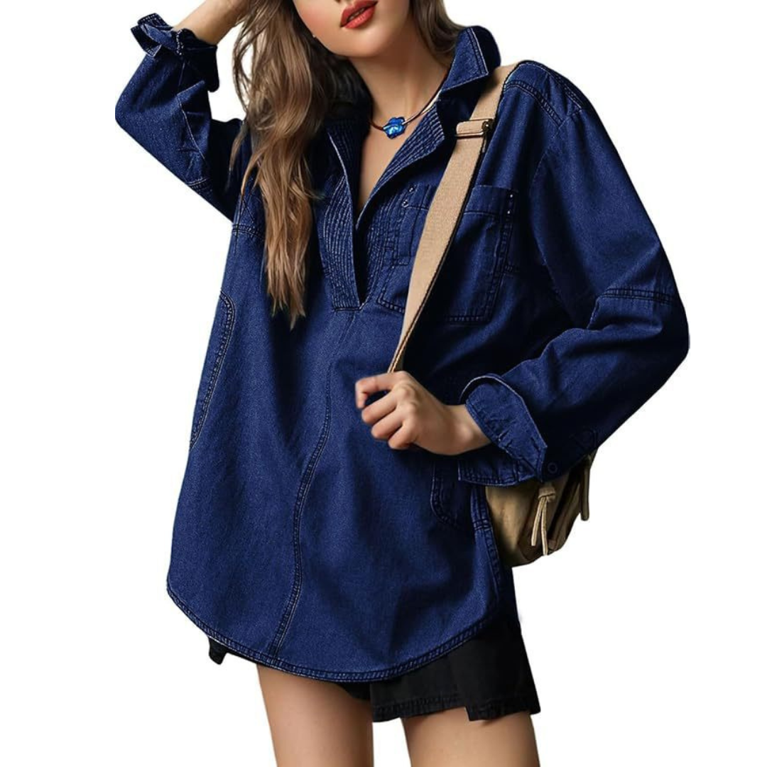 Joss | Tunic Top Chic V-Neck Denim